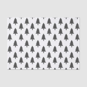 Minimalist Black White Christmas Tree Pattern  Tissue Paper