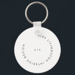 Minimalist Black White Circle Monogram Logo Keychain<br><div class="desc">Minimalist Modern Circle Monogram Black and White Business Logo Keychain</div>