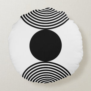 Minimalist Black & White Circle Pattern Round Pillow