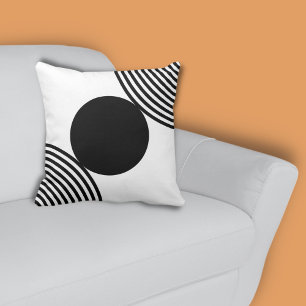 Minimalist Black & White Circle Pattern Throw Pillow