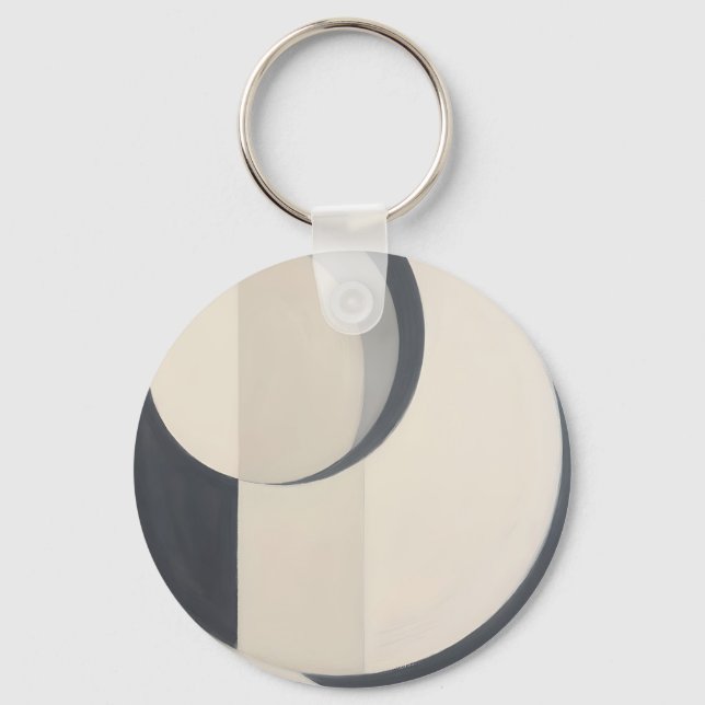 Minimalist Black White Circles Art Keychain (Front)