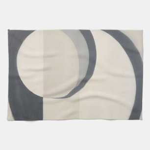 Minimalist Black White Circles Art Kitchen Towel