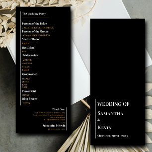 Minimalist Black White Classic Wedding Program