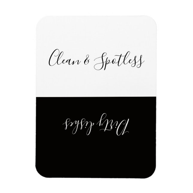 Minimalist black white clean dirty dishwasher magn magnet (Vertical)