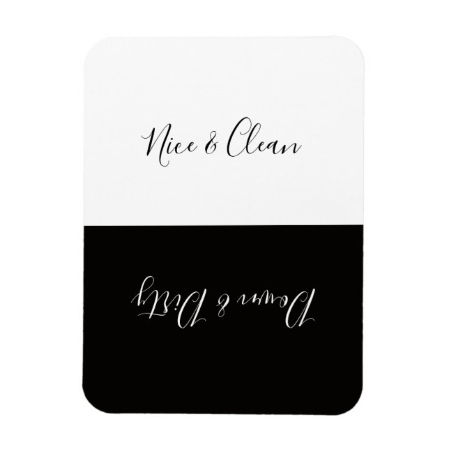 Minimalist black white clean dirty dishwasher magn magnet (Vertical)