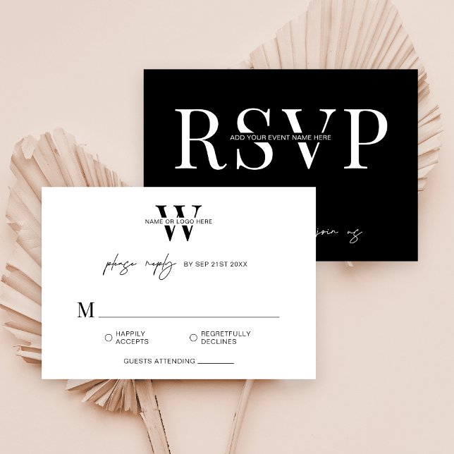 Minimalist Black & White Corporate Gala Dinner RSVP Card (Creator Uploaded)