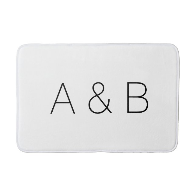 Minimalist black white couple monogram initials bath mat (Front)