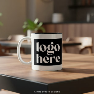 Minimalist Black White Custom Logo Promotional Mug
