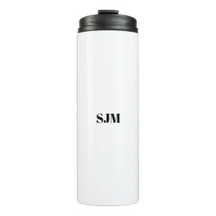 Minimalist black white Custom monogram initials Thermal Tumbler