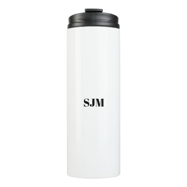 Minimalist black white Custom monogram initials Thermal Tumbler (Front)
