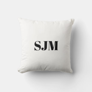 Minimalist black white Custom monogram initials Throw Pillow