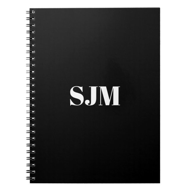 Minimalist black white Custom monogram name  Notebook (Front)