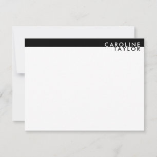Minimalist Black & White Custom Name Stationery Card