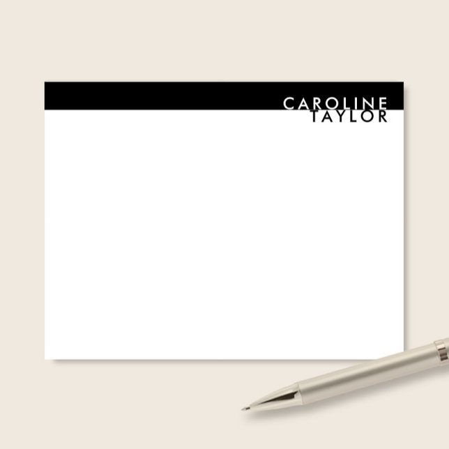 Minimalist Black & White Custom Name Stationery Card (Creator Uploaded)