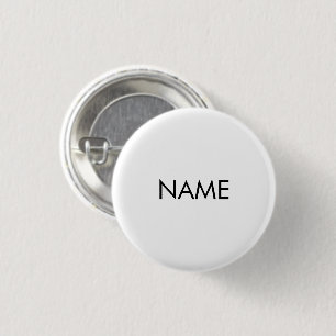 Minimalist black white custom name text monogram  1 inch round button