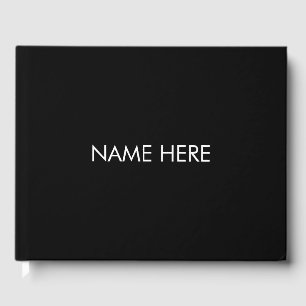 Minimalist black white custom name text monogram guest book