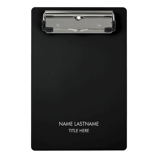 Minimalist black white custom name text monogram mini clipboard (Front)