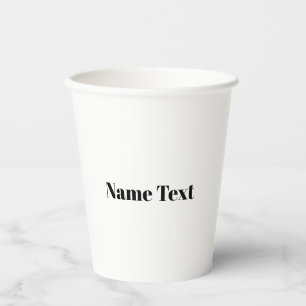 Minimalist black white custom name text monogram paper cups