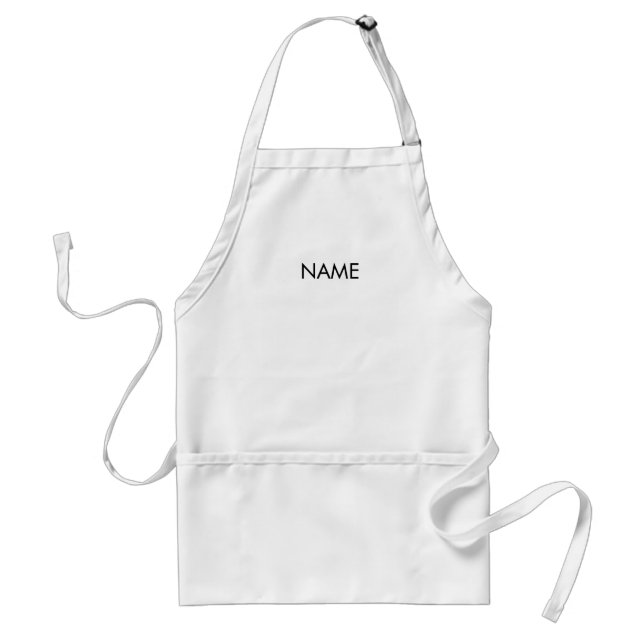 Minimalist black white custom name text monogram standard apron (Front)