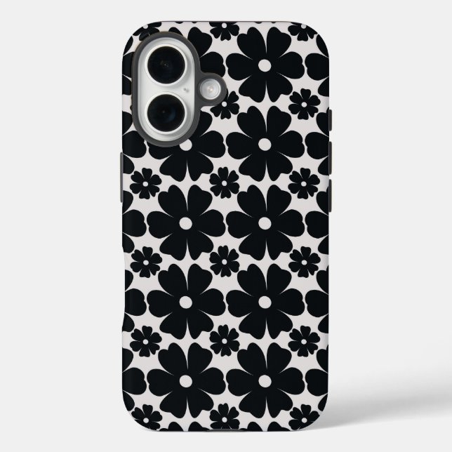 Minimalist black & white daisy pattern Case-Mate iPhone case (Back)