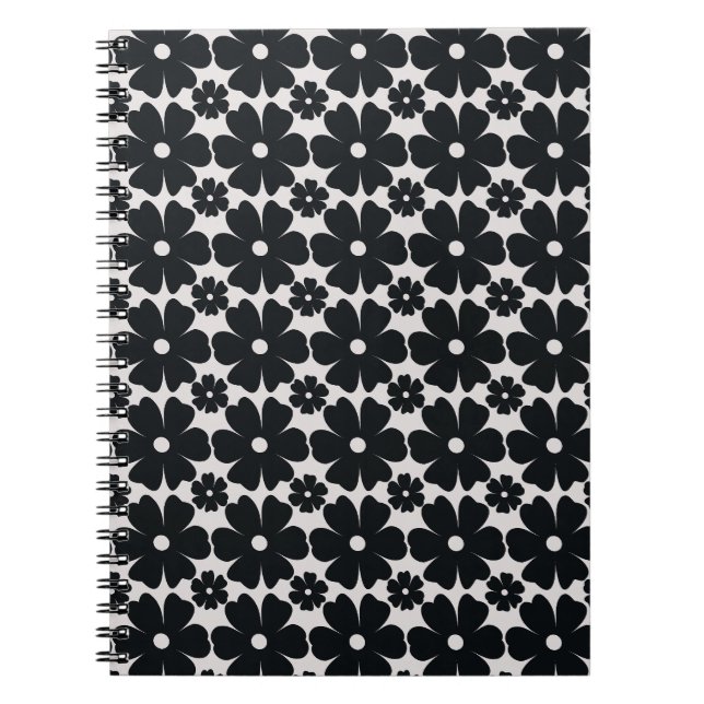 Minimalist black & white daisy pattern notebook (Front)