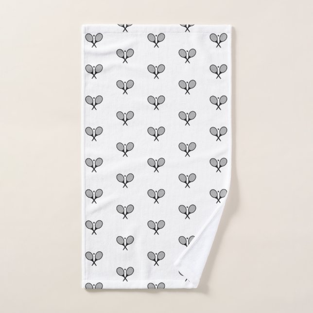 Minimalist Black & White Elegant Tennis Rackets  Hand Towel (Hand Towel)