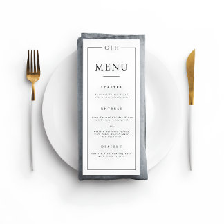 Minimalist Black & White Elegant Wedding Menu 