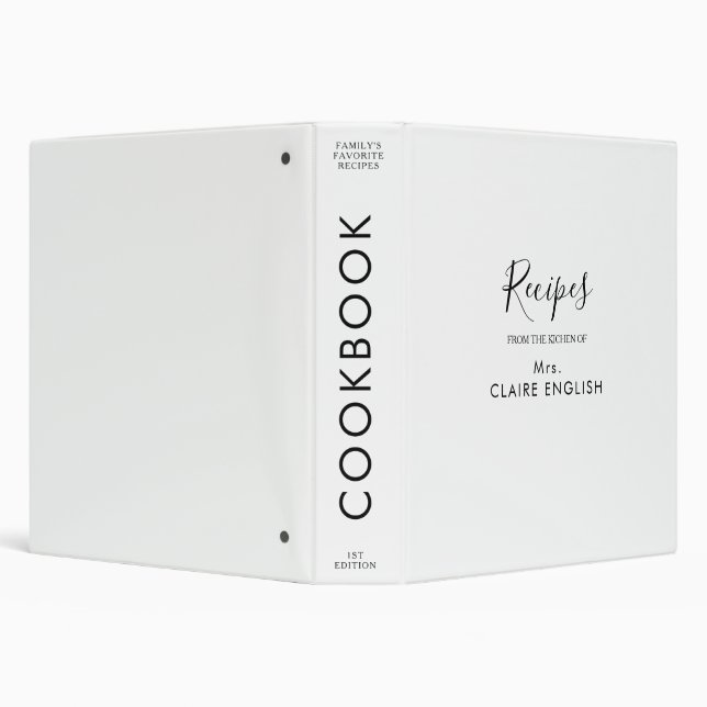 Minimalist Black White Elegant Wedding Recipe Binder (Background)