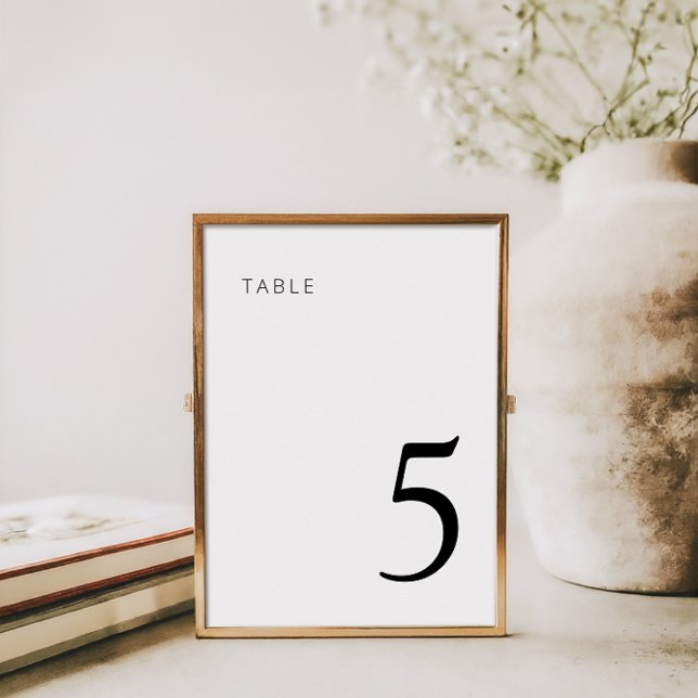 Minimalist Black White Elegant Wedding  Table Number (Creator Uploaded)