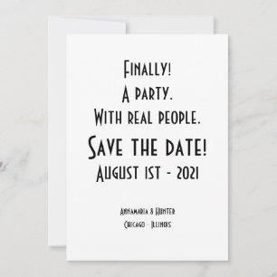 Minimalist Black & White Finally A Party  Invitation