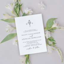 Minimalist Black & White Floral Monogram Wedding