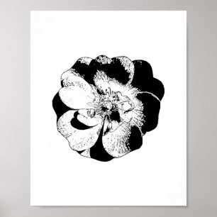 Minimalist Black & White Floral Poster