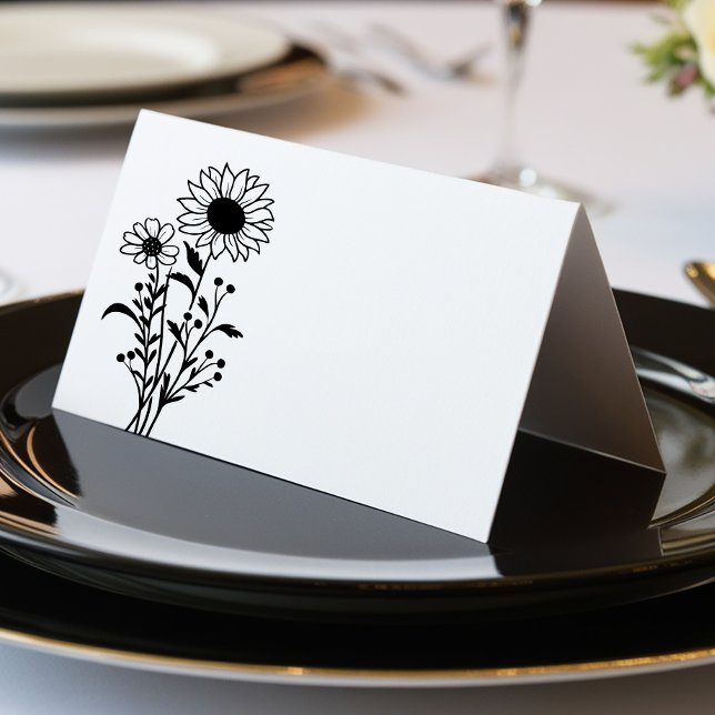 Minimalist Black White Floral Wildflowers Wedding (Creator Uploaded)