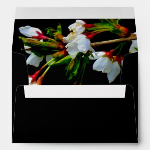 Minimalist Black White flowering Cherry Blossom Envelopes