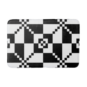 Minimalist Black & White Geometric Bath Mat