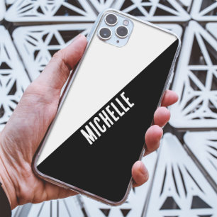 Minimalist Black & White Geometric Custom Name iPhone 13 Pro Max Case