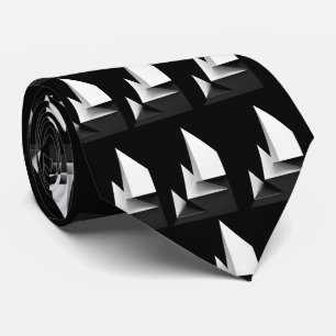 Minimalist Black & White Geometric Mountain Peak  Tie