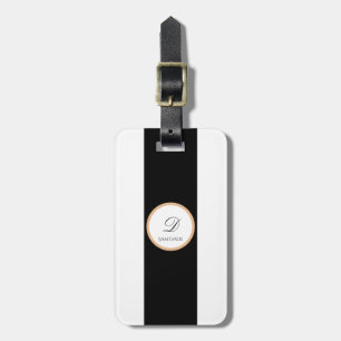 Minimalist Black, White, Gold Plain Basic Name  Luggage Tag