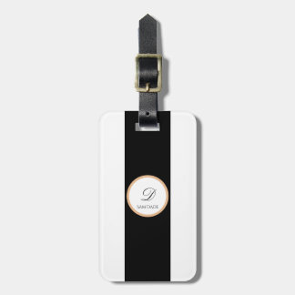 Minimalist Black, White, Gold Plain Basic Name Luggage Tag