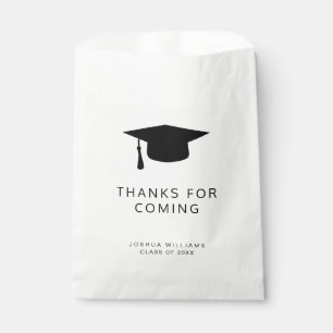 Minimalist Black White Graduation Cap Thank You Favour Bag