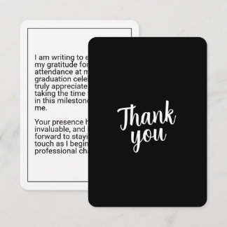 Minimalist Black & White Graduation Thank You Card