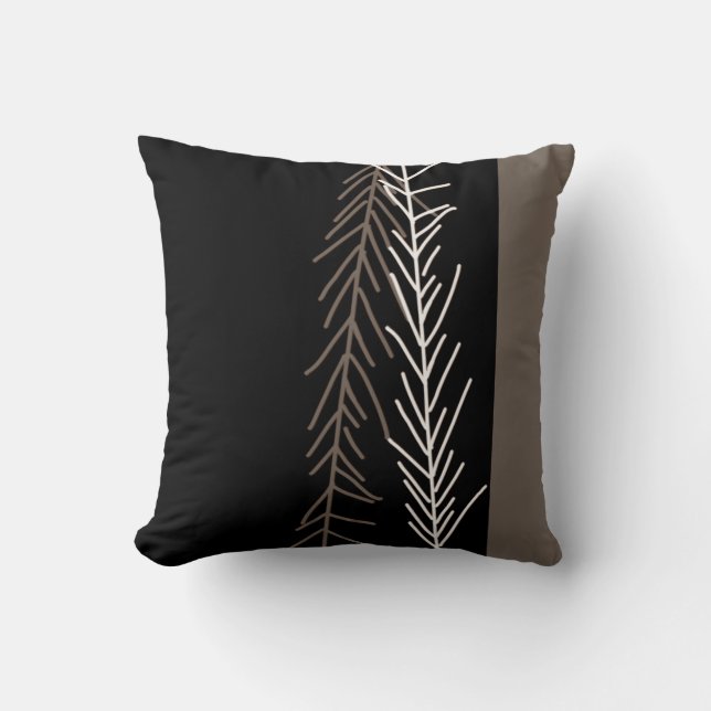 Minimalist black,white grey abstract nature  art throw pillow (Front)