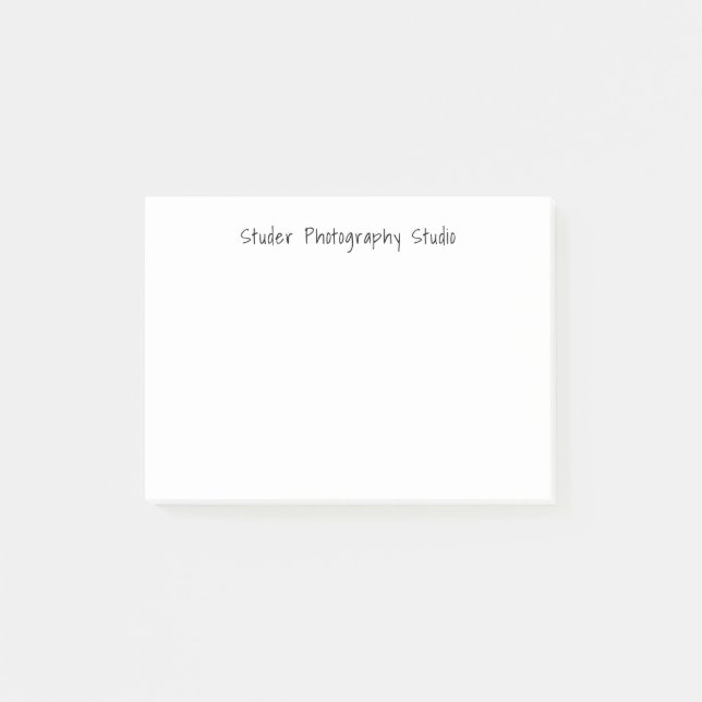 Minimalist Black White Handwritten Business Name Post-it Notes (Front)