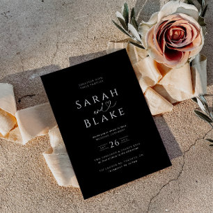 Minimalist Black White Heart Wedding Invitation