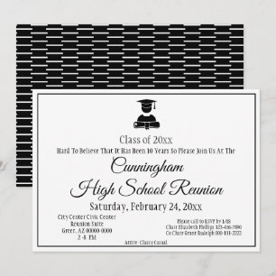 Minimalist Black White High School Class Reunion Invitation