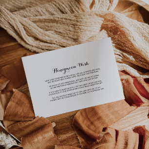 Minimalist Black White Honeymoon Wish  Enclosure Card