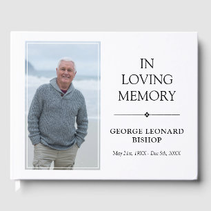 Minimalist Black & White In Loving Memory Photo Guest Book