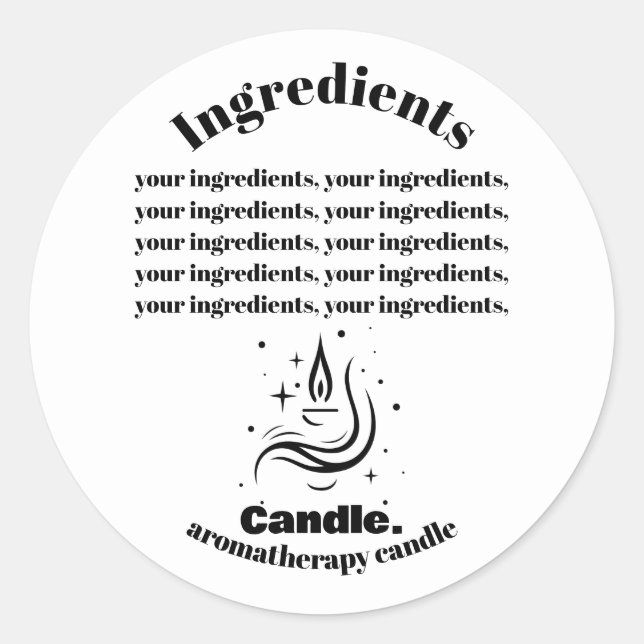 Minimalist Black White Ingredients Candle Label (Front)