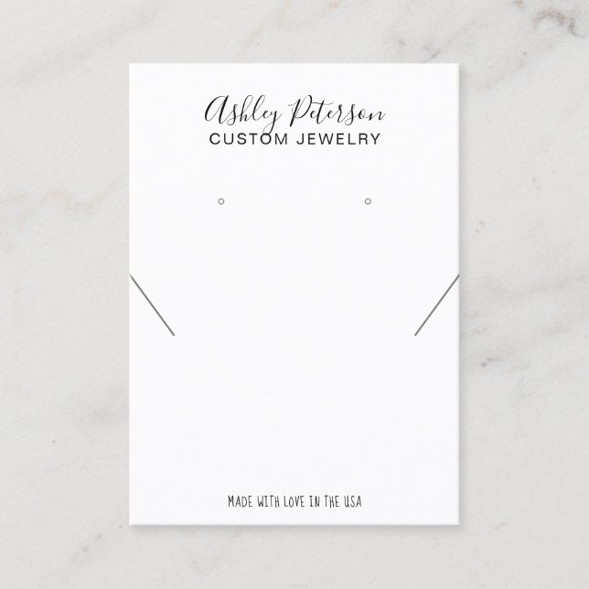 Minimalist black white  jewellery earring display business card (Front)