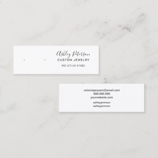Minimalist black white  jewellery earring display mini business card (Front/Back)